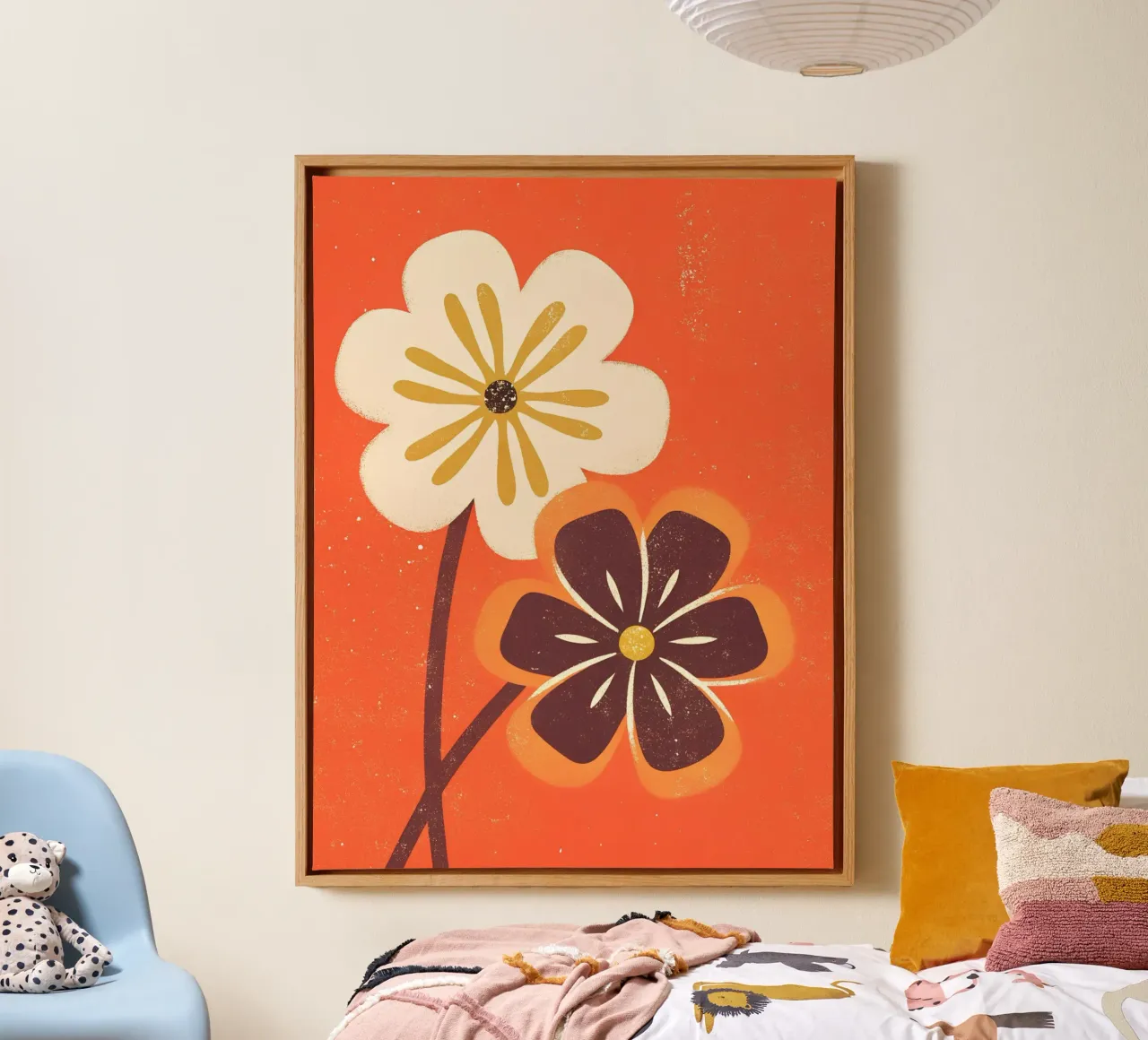 Fiori retrò pop tela con Cornice a cassetta da THE LATEST SHOP