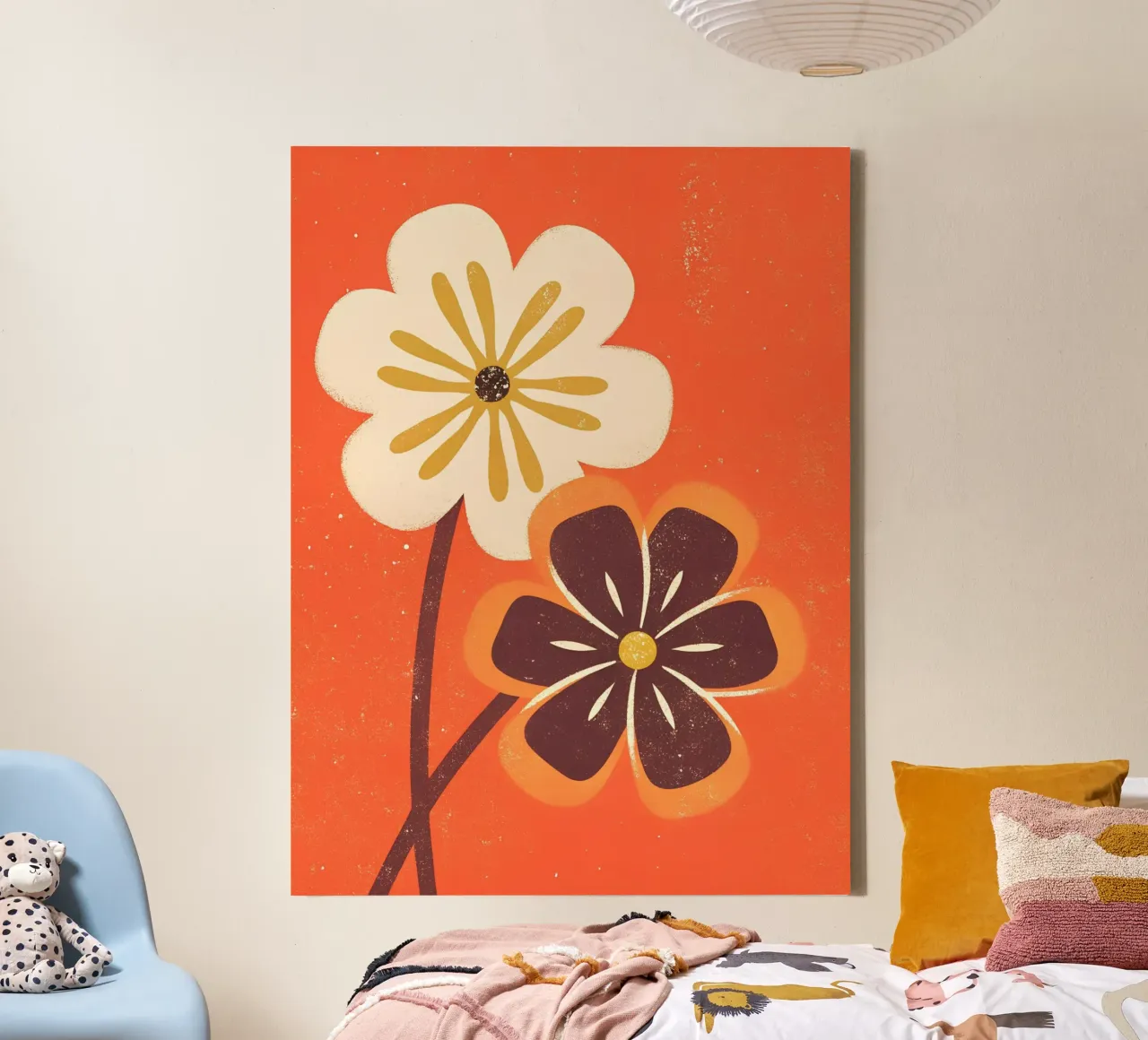 Fiori retrò pop tela con Cornice a cassetta da THE LATEST SHOP