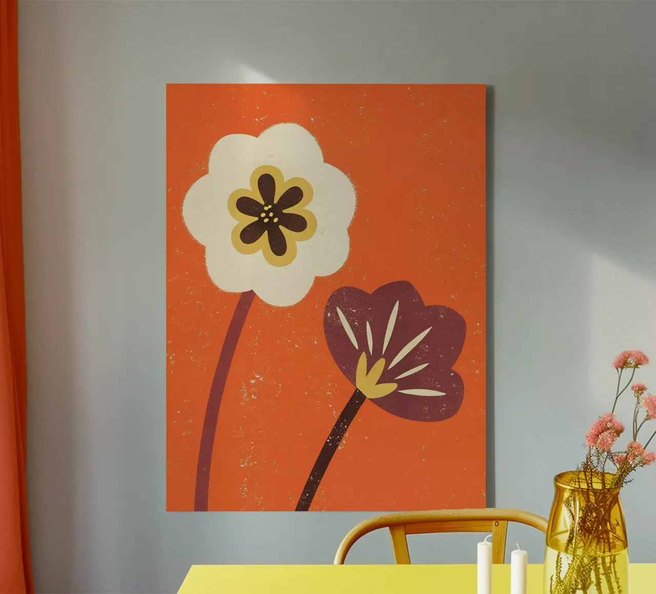 Fiori retrò pop tela con Cornice a cassetta da THE LATEST SHOP