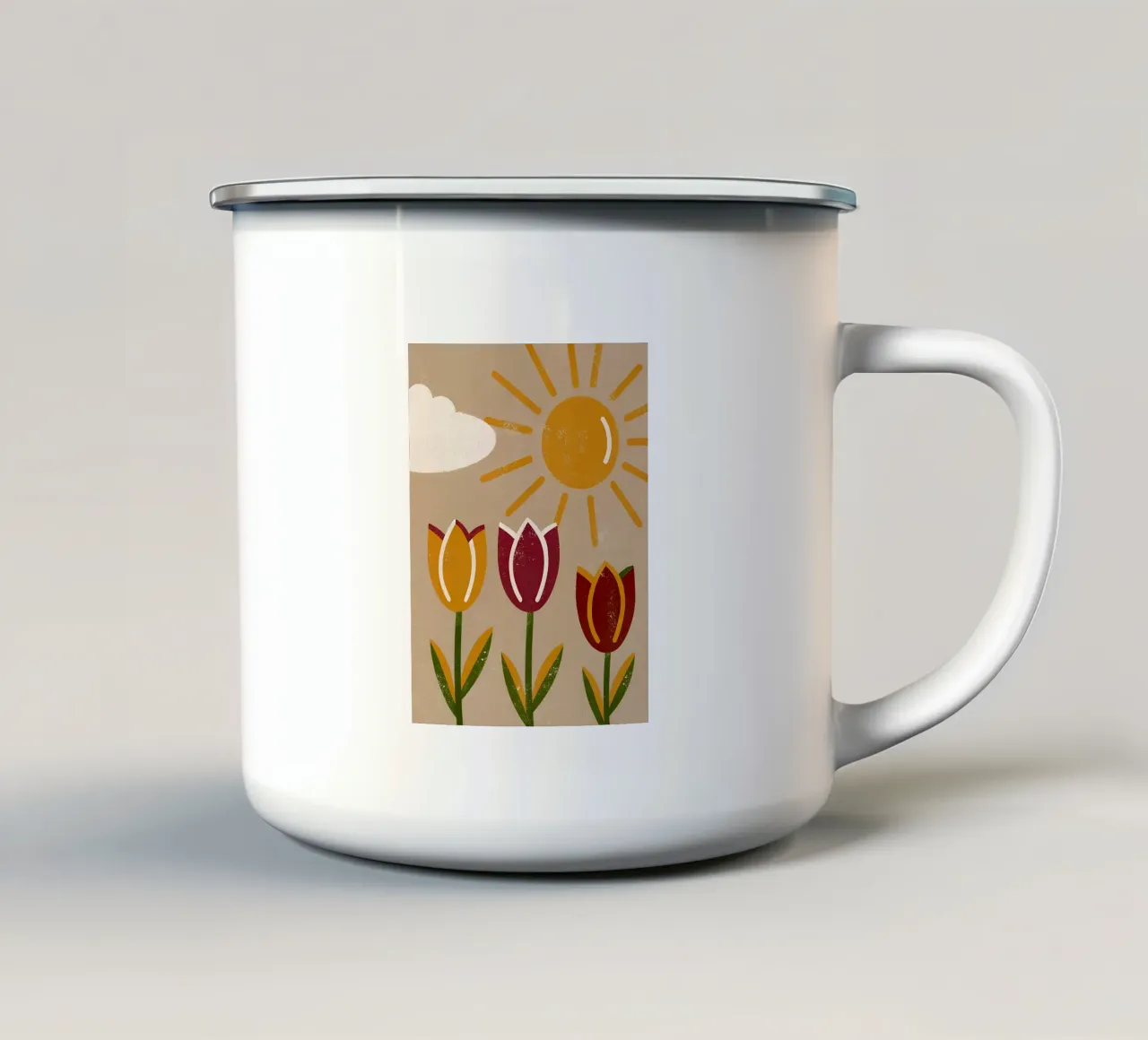 Fiori e sole Retro Pop tazza in smalto da THE LATEST SHOP