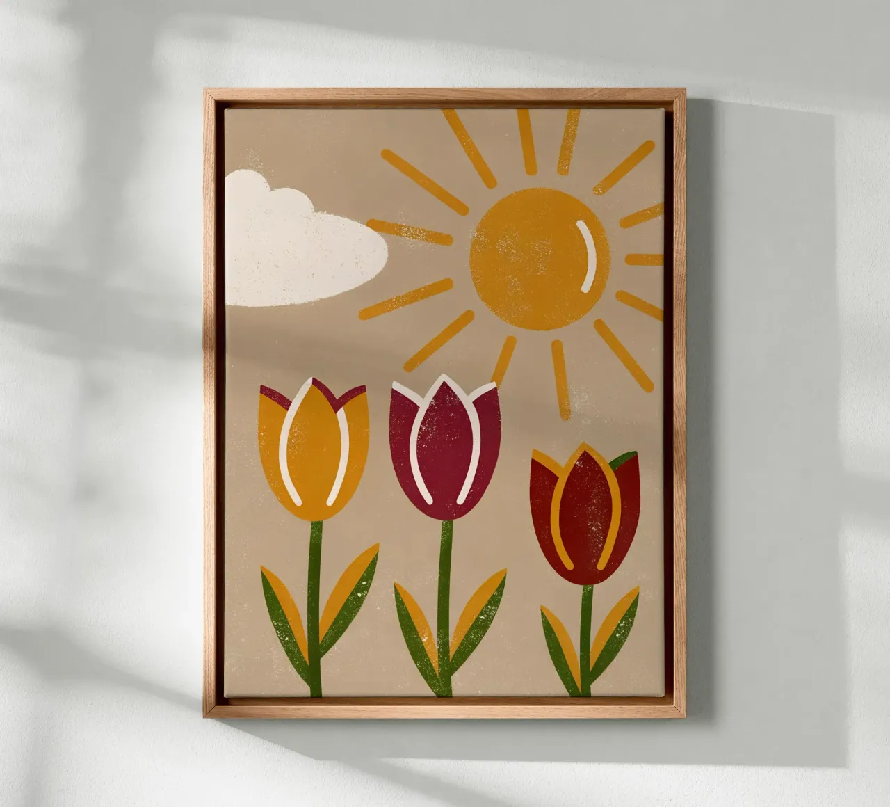 Fiori e sole Retro Pop tela con Cornice a cassetta da THE LATEST SHOP