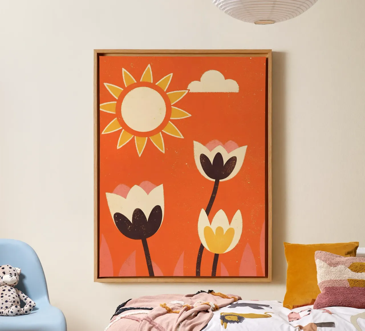 Fiori retrò pop tela con Cornice a cassetta da THE LATEST SHOP