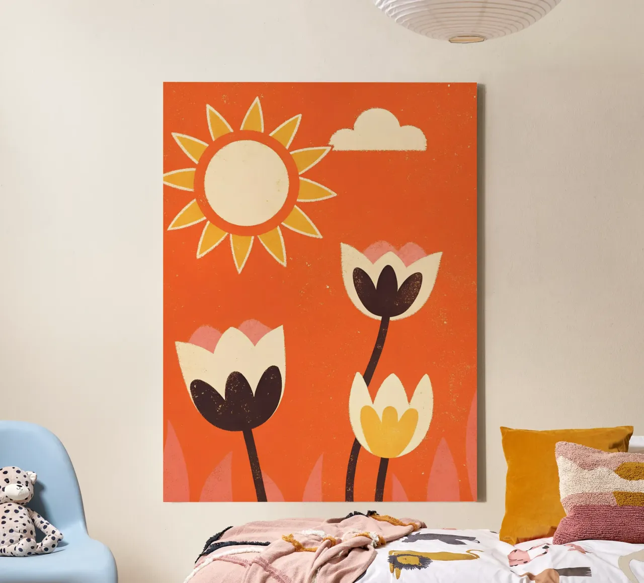 Fiori retrò pop tela con Cornice a cassetta da THE LATEST SHOP