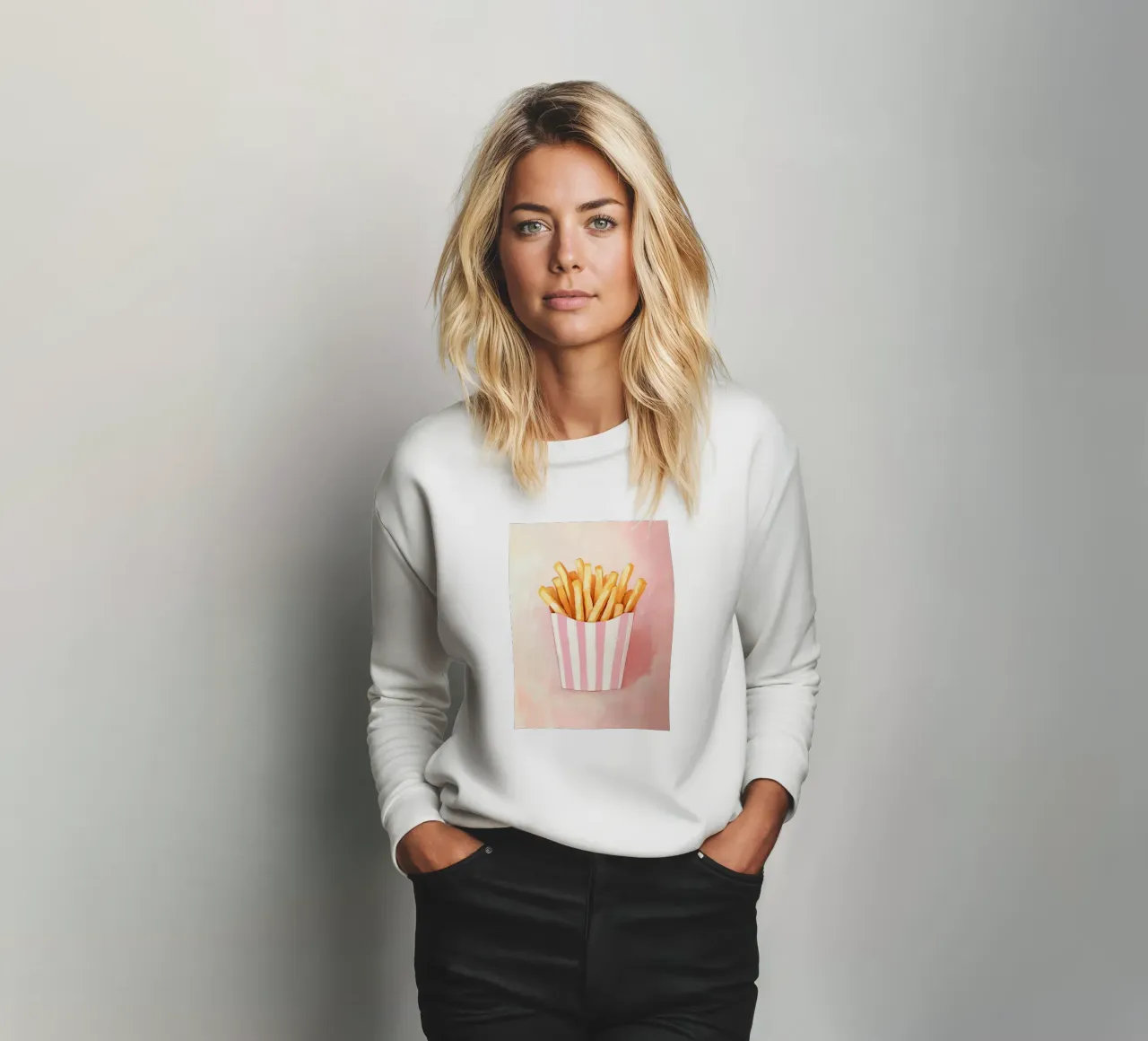 Frische Retro Pommes, Pastel Sweatshirt von Carinaprint