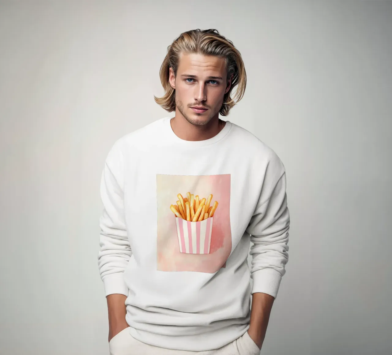 Frische Retro Pommes, Pastel Sweatshirt von Carinaprint