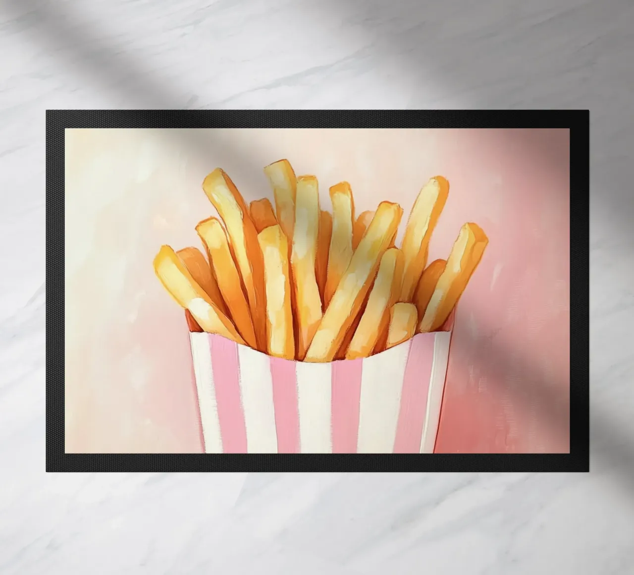 Frische Retro Pommes, Pastel Fußmatte von Carinaprint