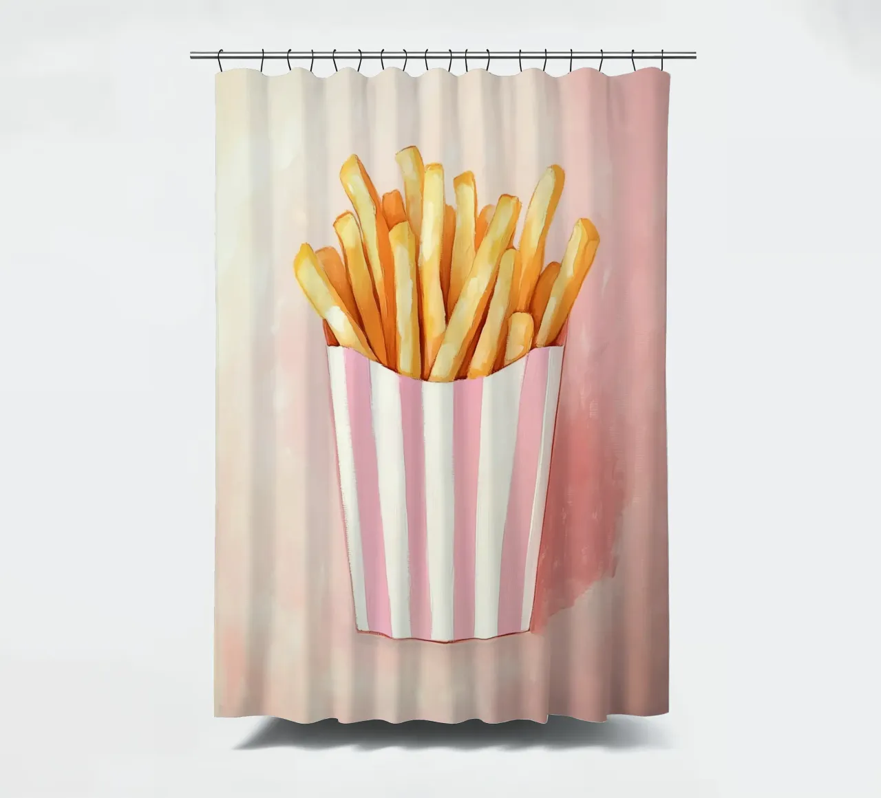 Frische Retro Pommes, Pastel Duschvorhang von Carinaprint
