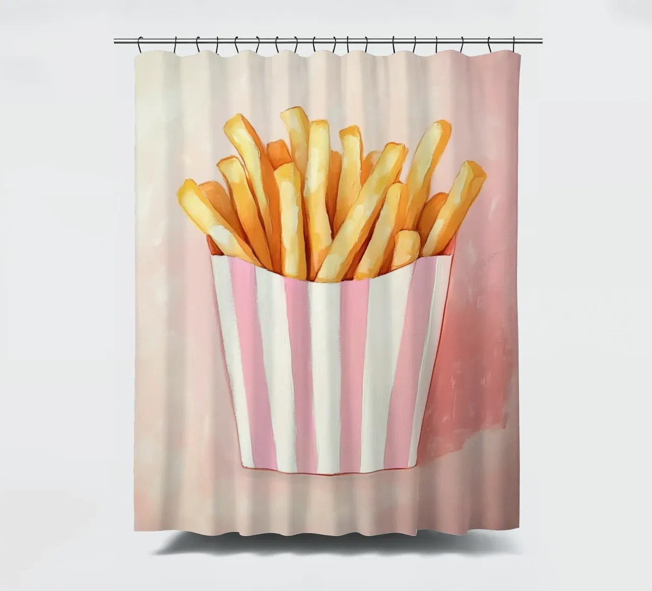 Frische Retro Pommes, Pastel Duschvorhang von Carinaprint