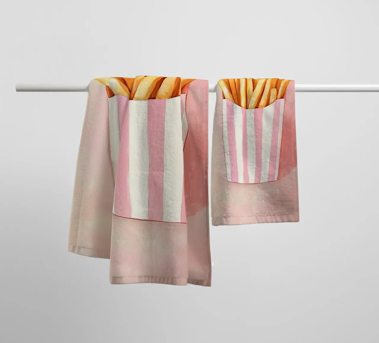 Frische Retro Pommes, Pastel Handtuch von Carinaprint