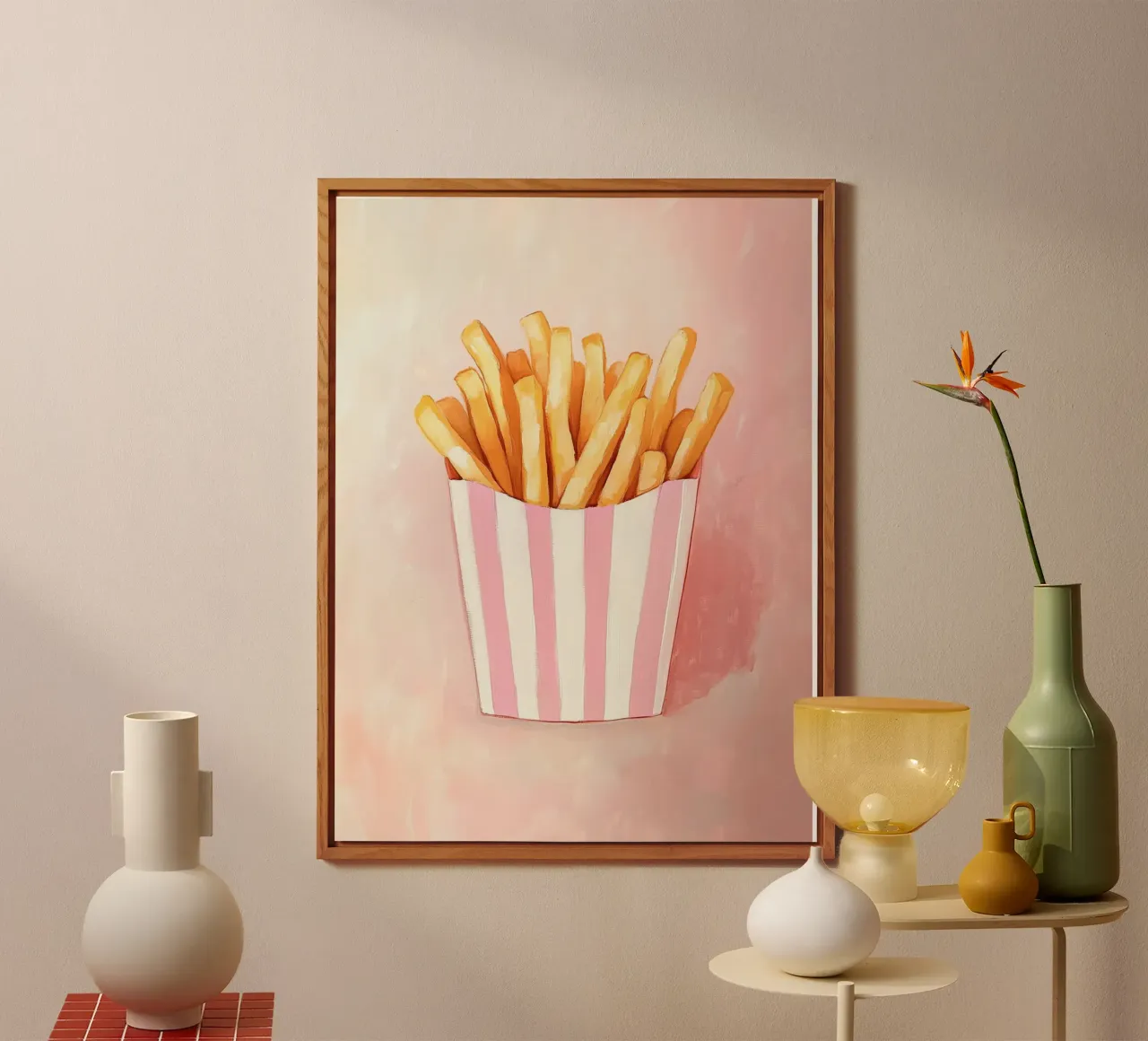 Frische Retro Pommes, Pastel Alu-Dibond von Carinaprint