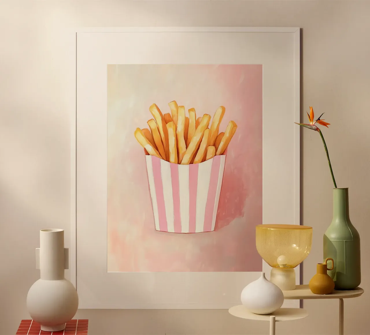 Patatine fresche retrò, Pastello poster da Carinaprint