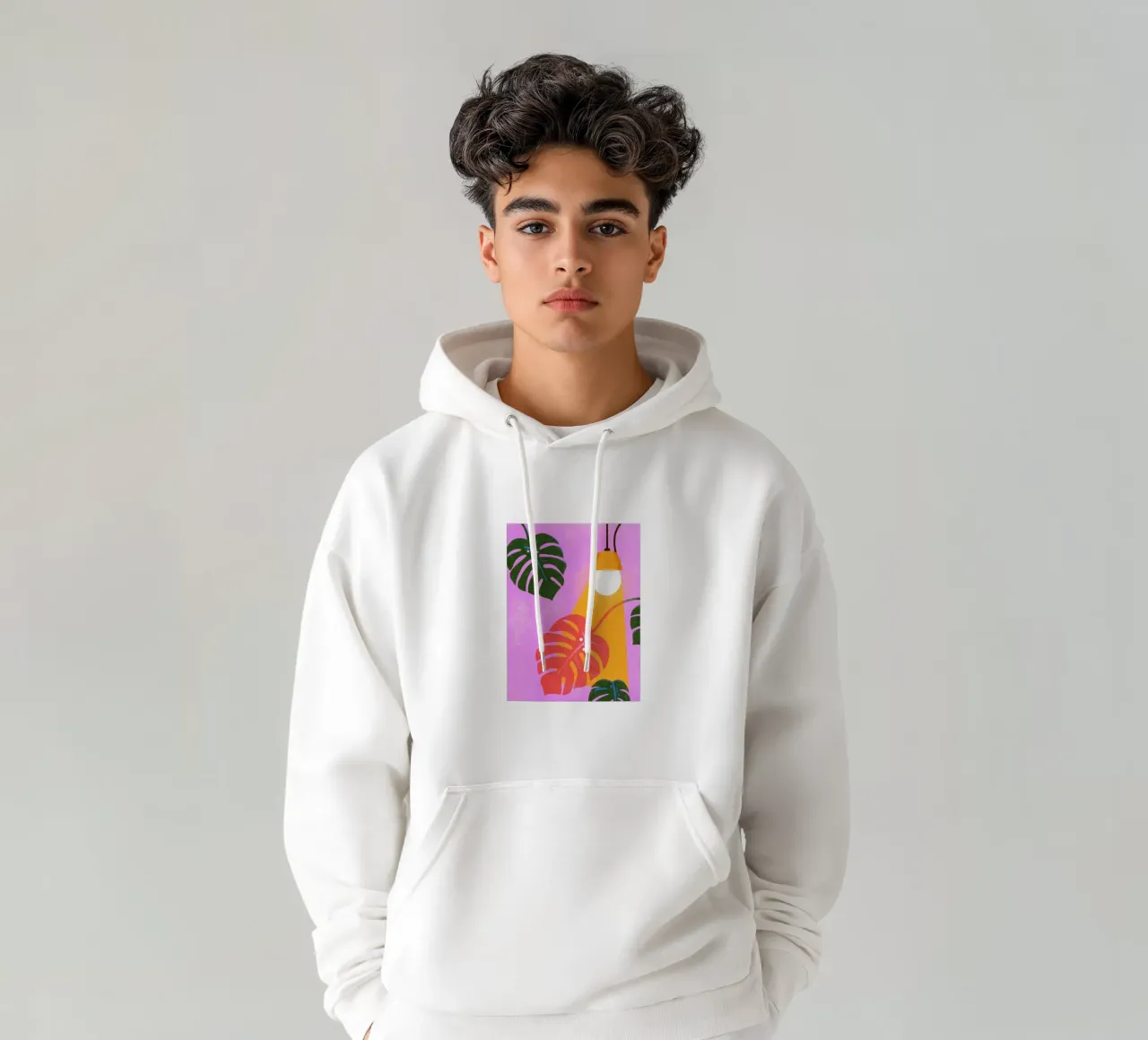 Monstera Retro Pop Flower felpa con cappuccio da THE LATEST SHOP