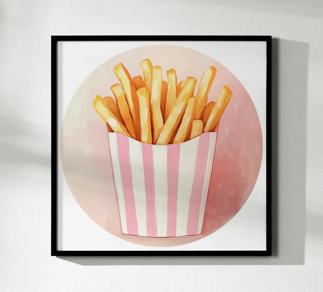 Patatine fresche retrò, rosa poster con telaio in legno da Carinaprint