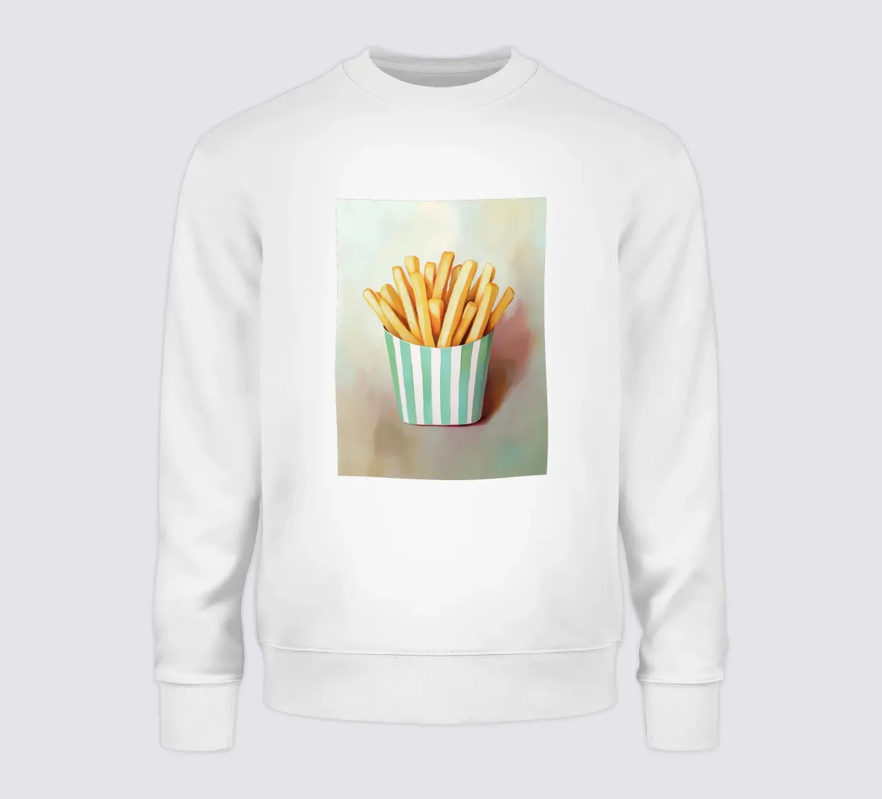 Frische Retro Pommes, grüne Streifen Sweatshirt von Carinaprint
