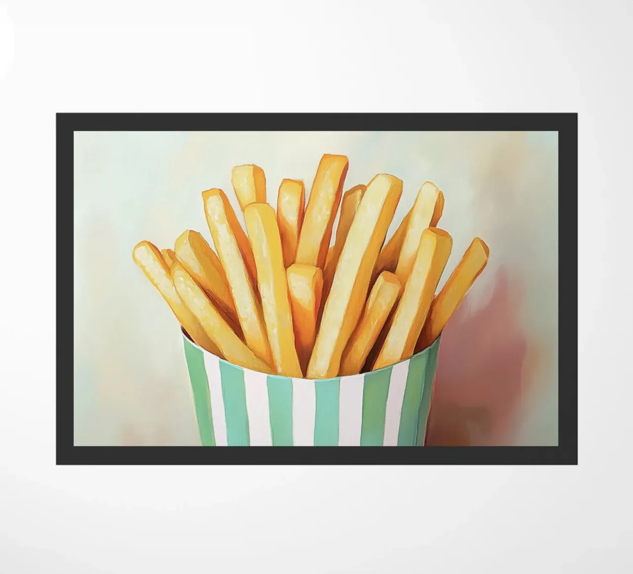 Frische Retro Pommes, grüne Streifen Fußmatte von Carinaprint