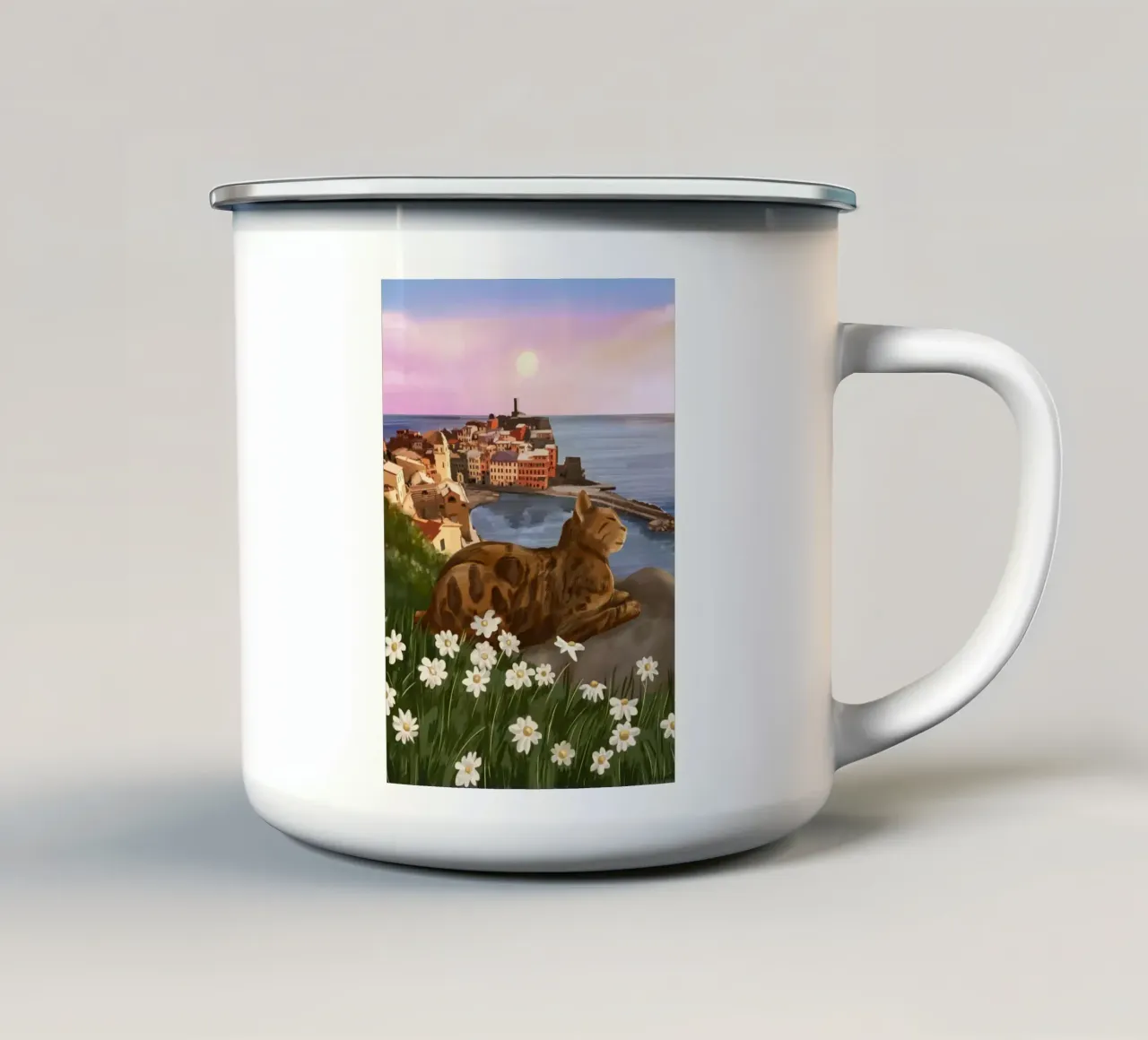 Whiskers in the Wildflowers tazza in smalto da cityart