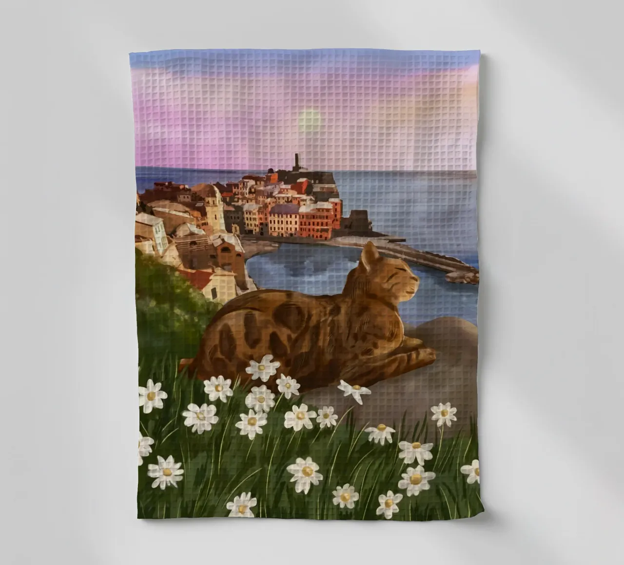 Whiskers in the Wildflowers tea towel by cityart