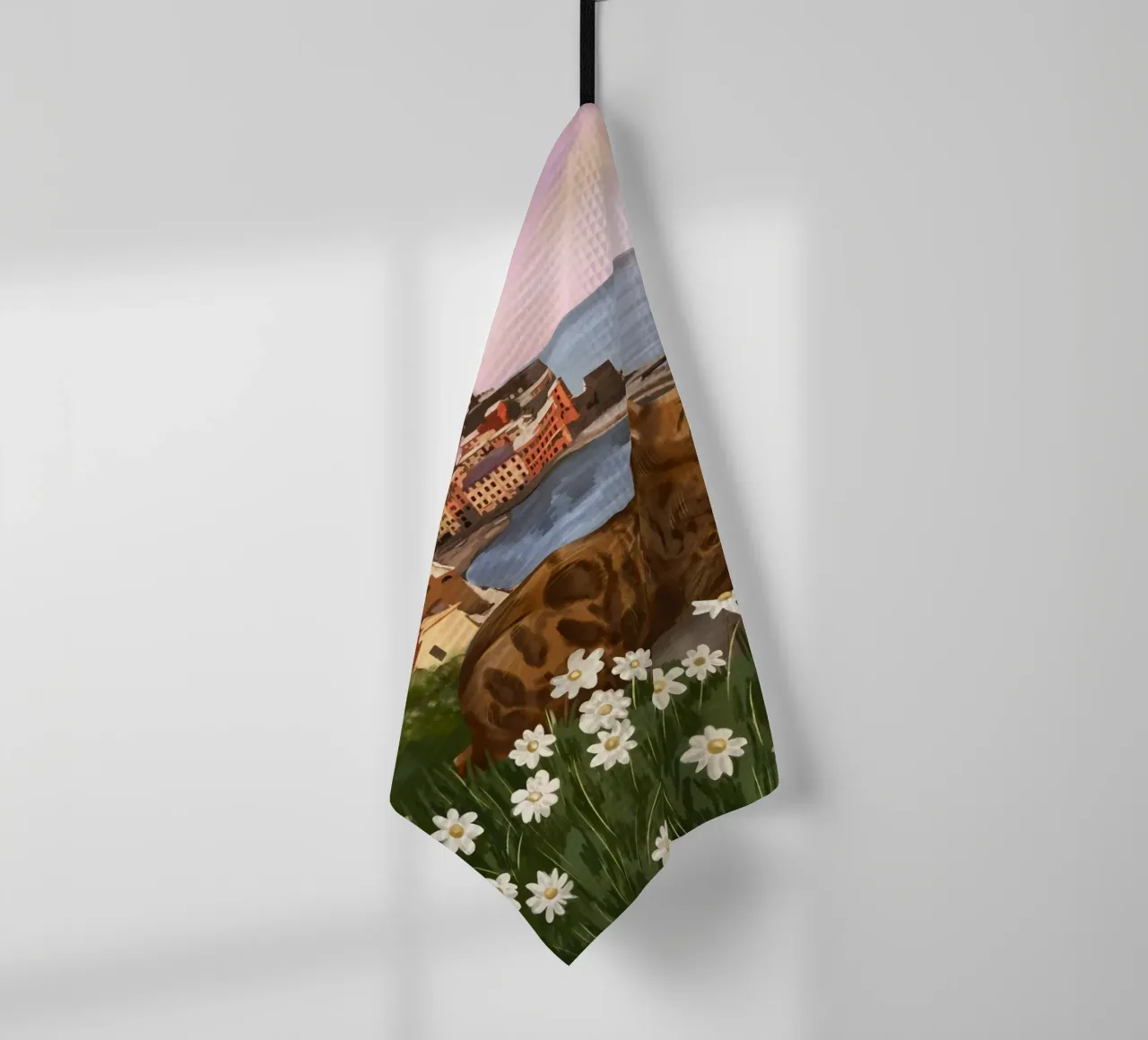 Whiskers in the Wildflowers tea towel by cityart