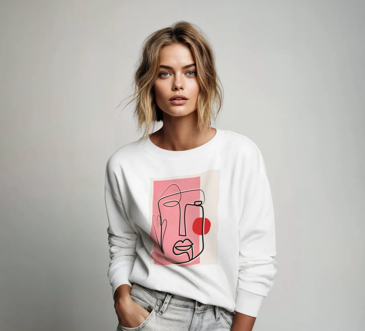 Abstract Face Line Design 02 Sweatshirt von cityart
