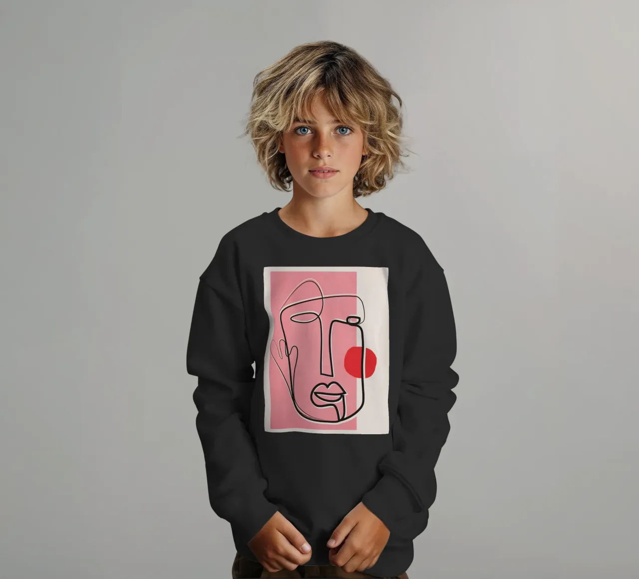 Abstract Face Line Design 02 felpa bambino da cityart