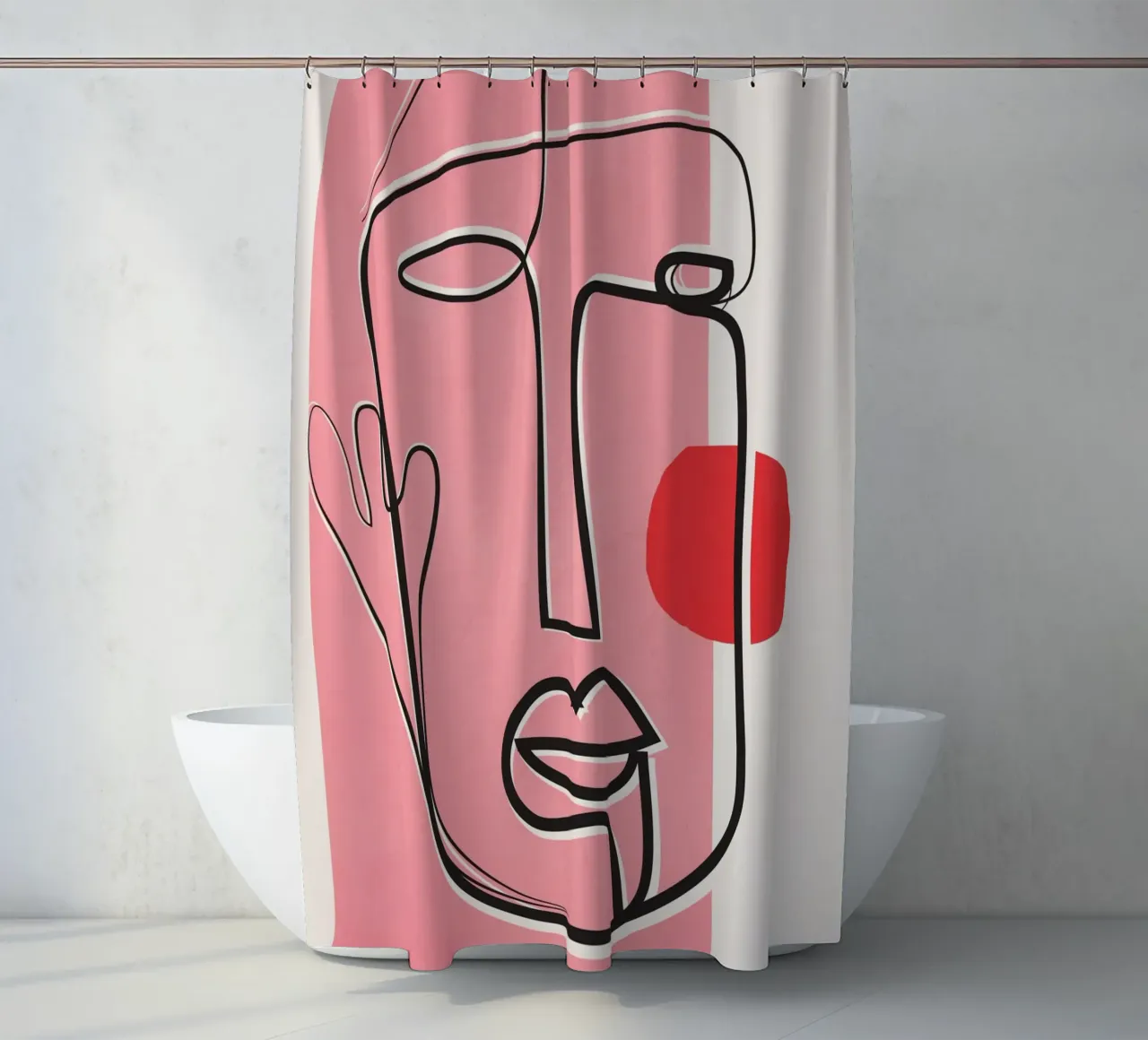 Abstract Face Line Design 02 tenda da doccia da cityart