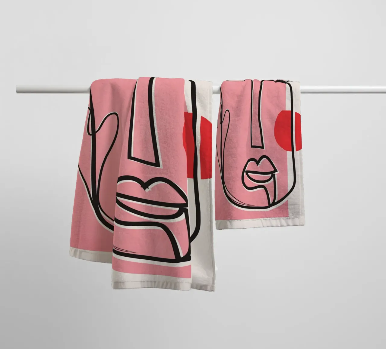 Abstract Face Line Design 02 towel by cityart