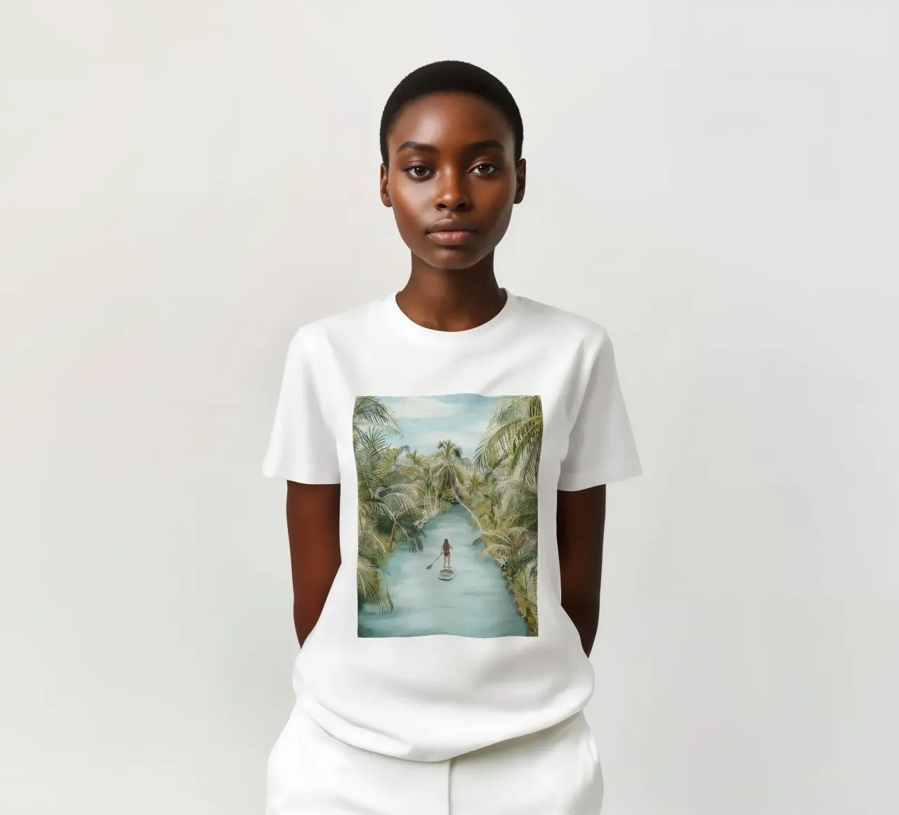 Boho Paddle Boarding Giungla Natura Tropicale Fiume Palme t-shirt da This Wild Soul - Illustration