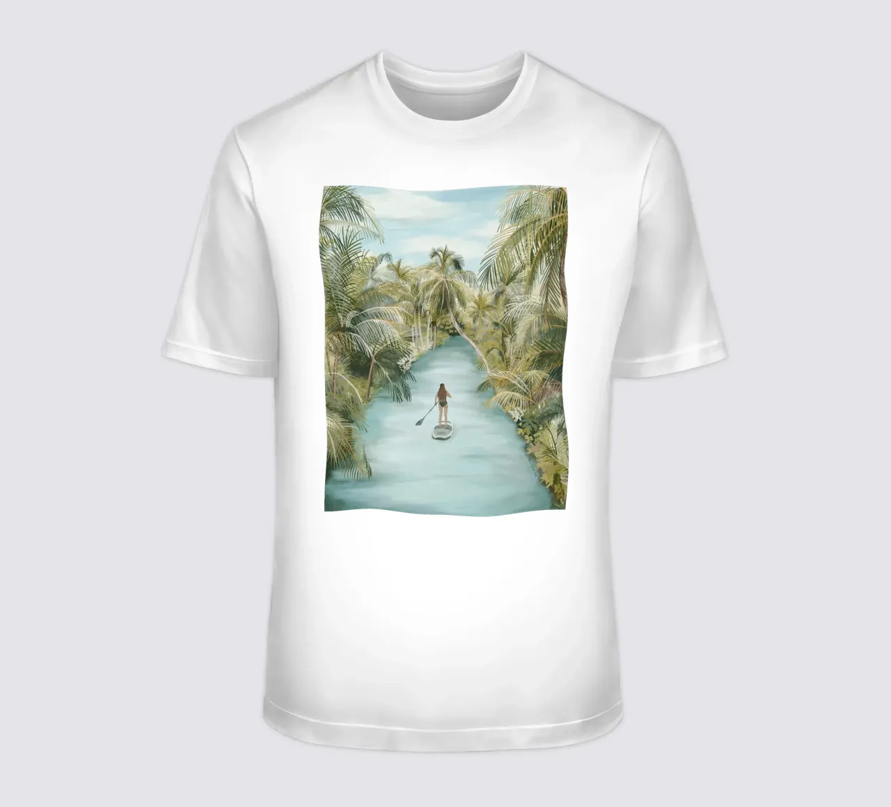 Boho Paddle Boarding Giungla Natura Tropicale Fiume Palme t-shirt da This Wild Soul - Illustration