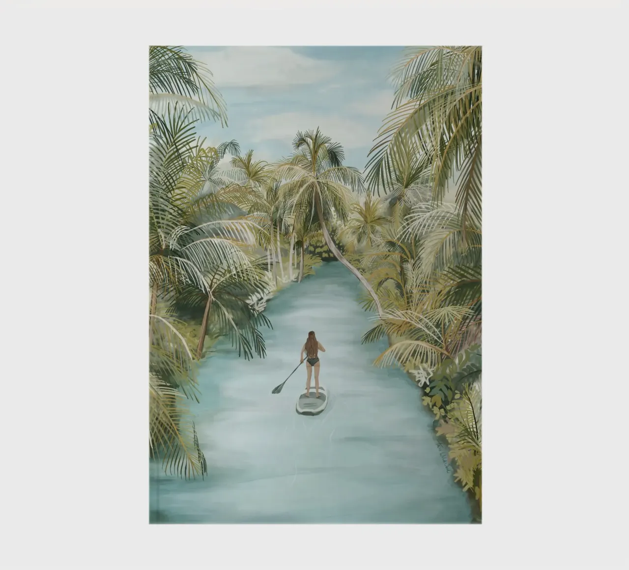 Boho Paddle Boarding Jungle Tropical Nature River Palm Trees notebook by This Wild Soul - Illustration