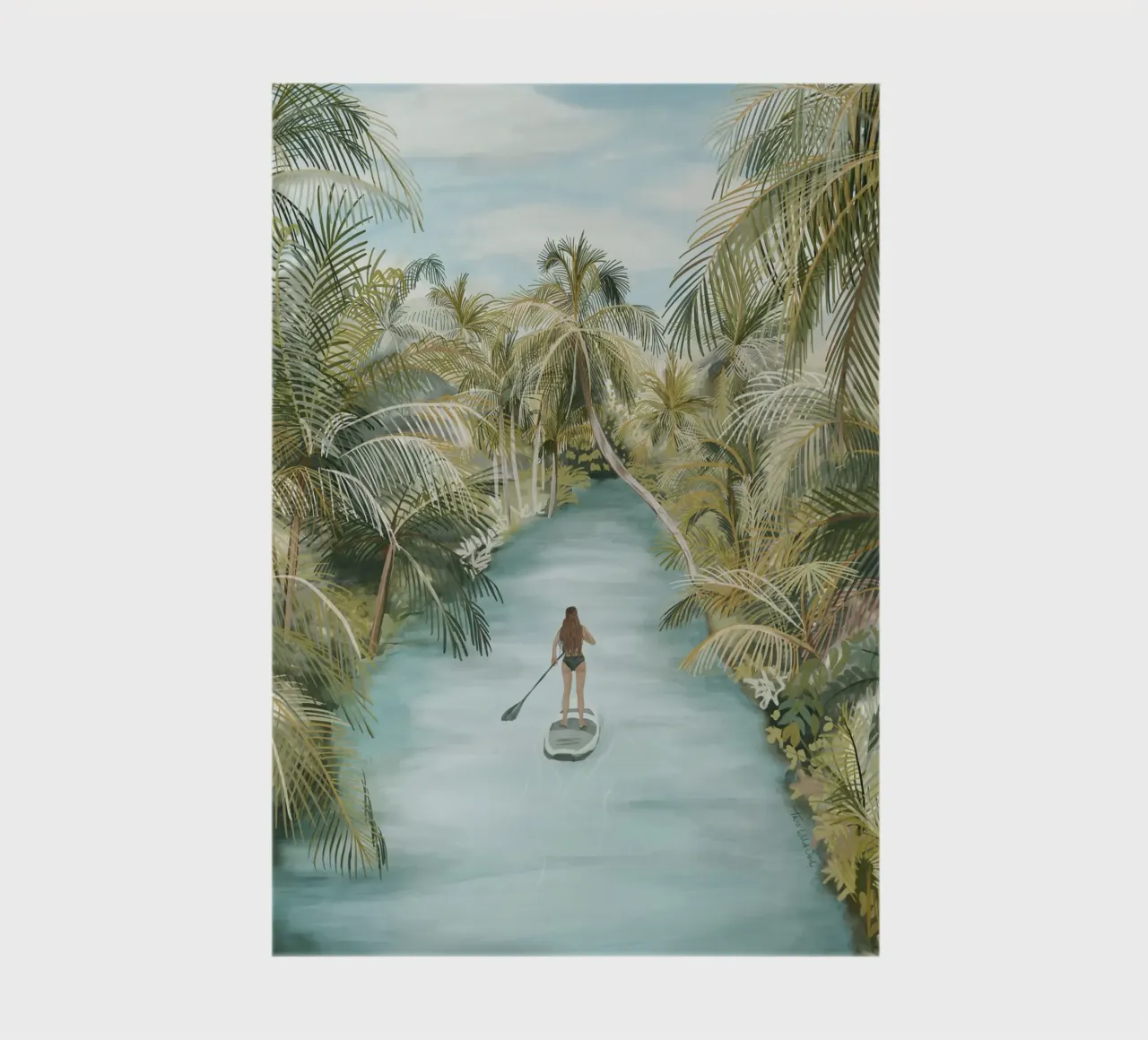 Boho Paddle Boarding Jungle Tropical Nature River Palm Trees notebook by This Wild Soul - Illustration