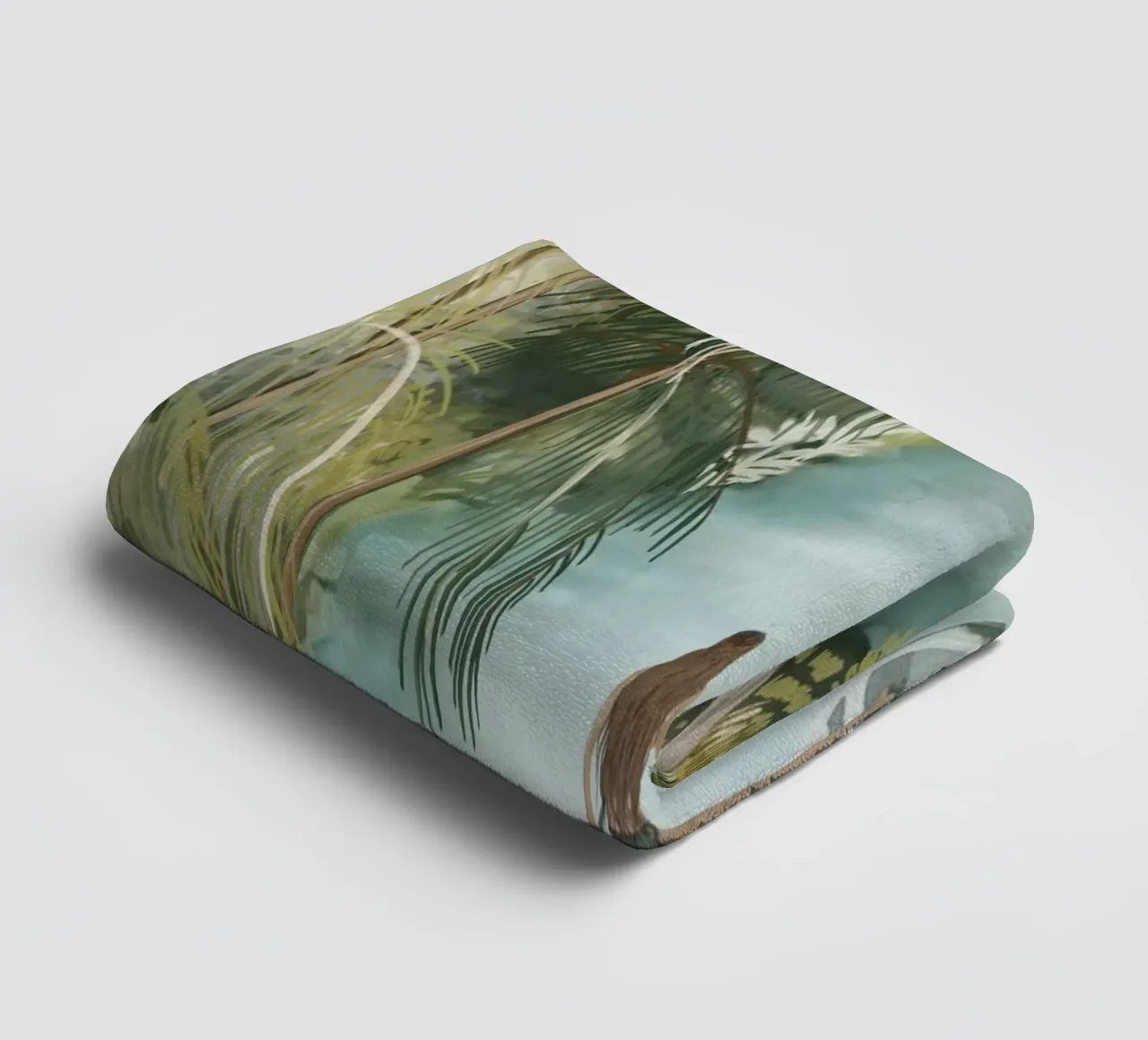 Boho Paddle Boarding Jungle Tropical Nature River Palm Trees towel by This Wild Soul - Illustration
