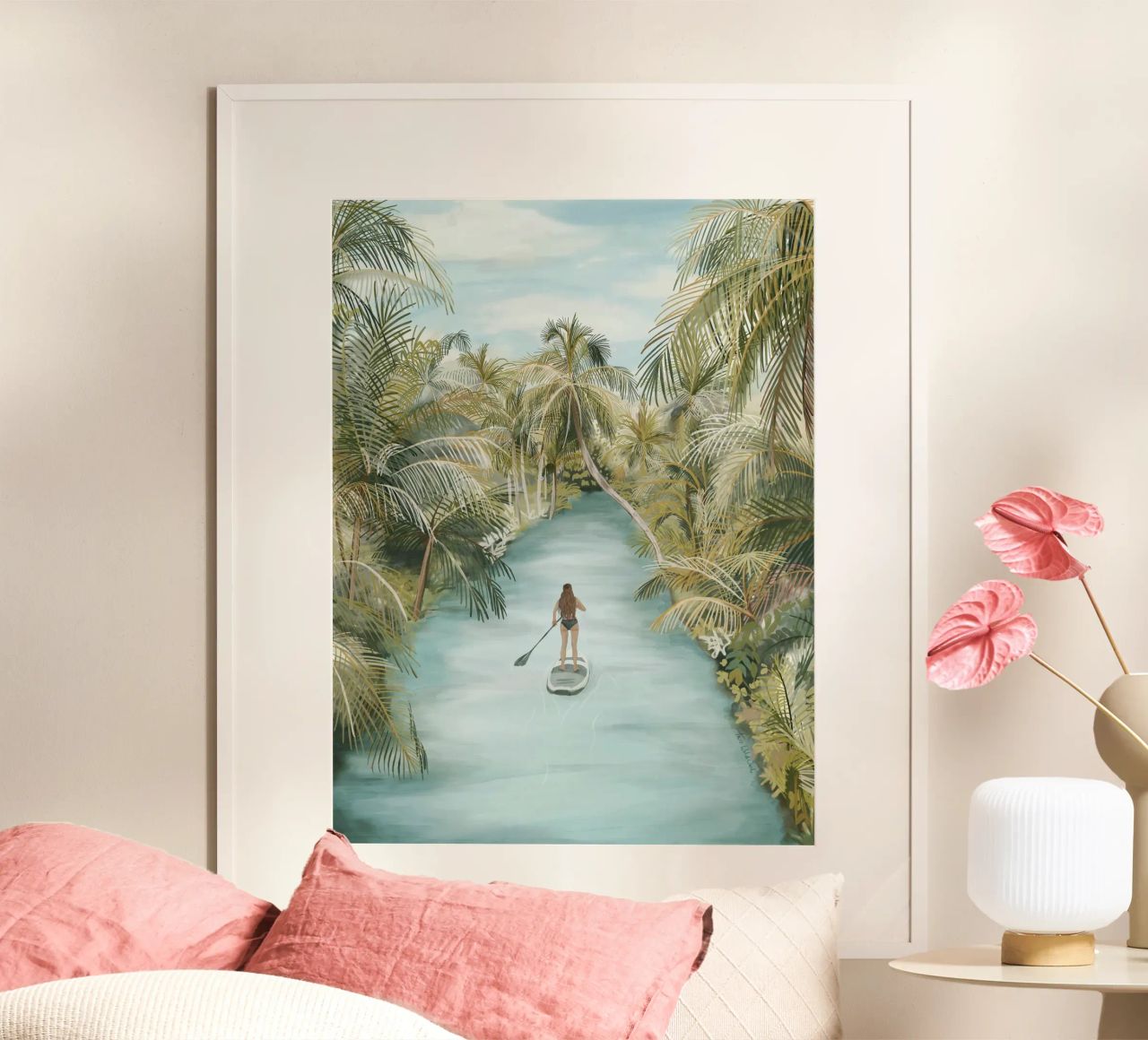 Boho Paddle Boarding Giungla Natura Tropicale Fiume Palme poster da This Wild Soul - Illustration