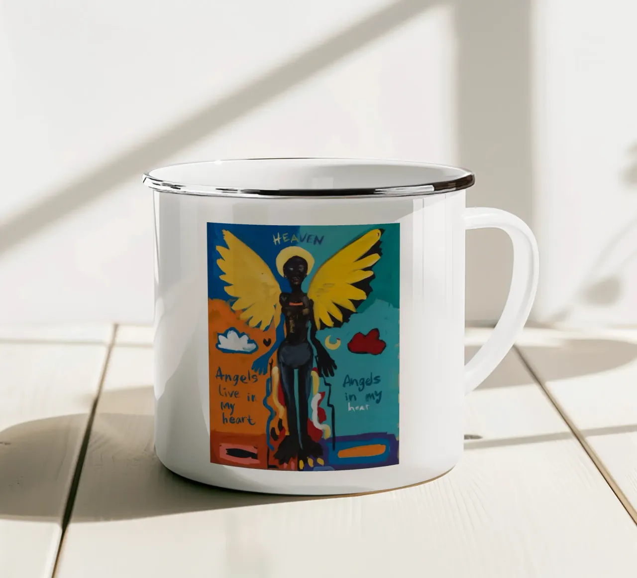 Presenza di angeli celesti tazza in smalto da Muse Fragments
