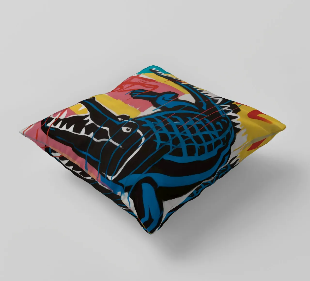 Powerful Crocodile Force decorative cushion by Muse Fragments