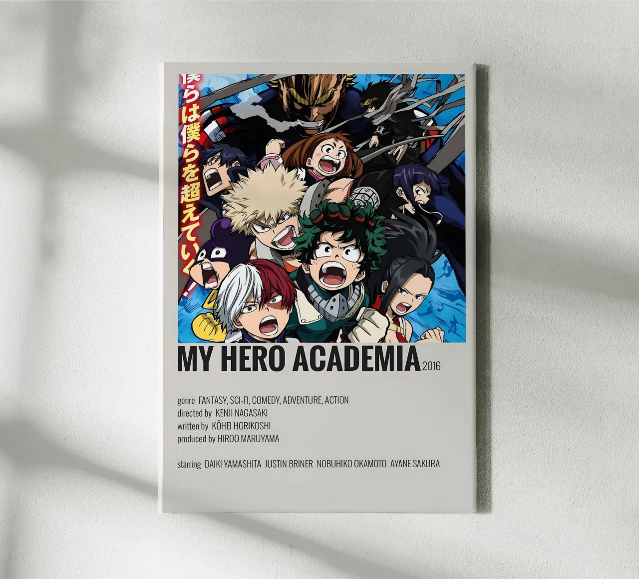 MY HERO ACADEMIA 2016 tela con Cornice a cassetta da Totoya