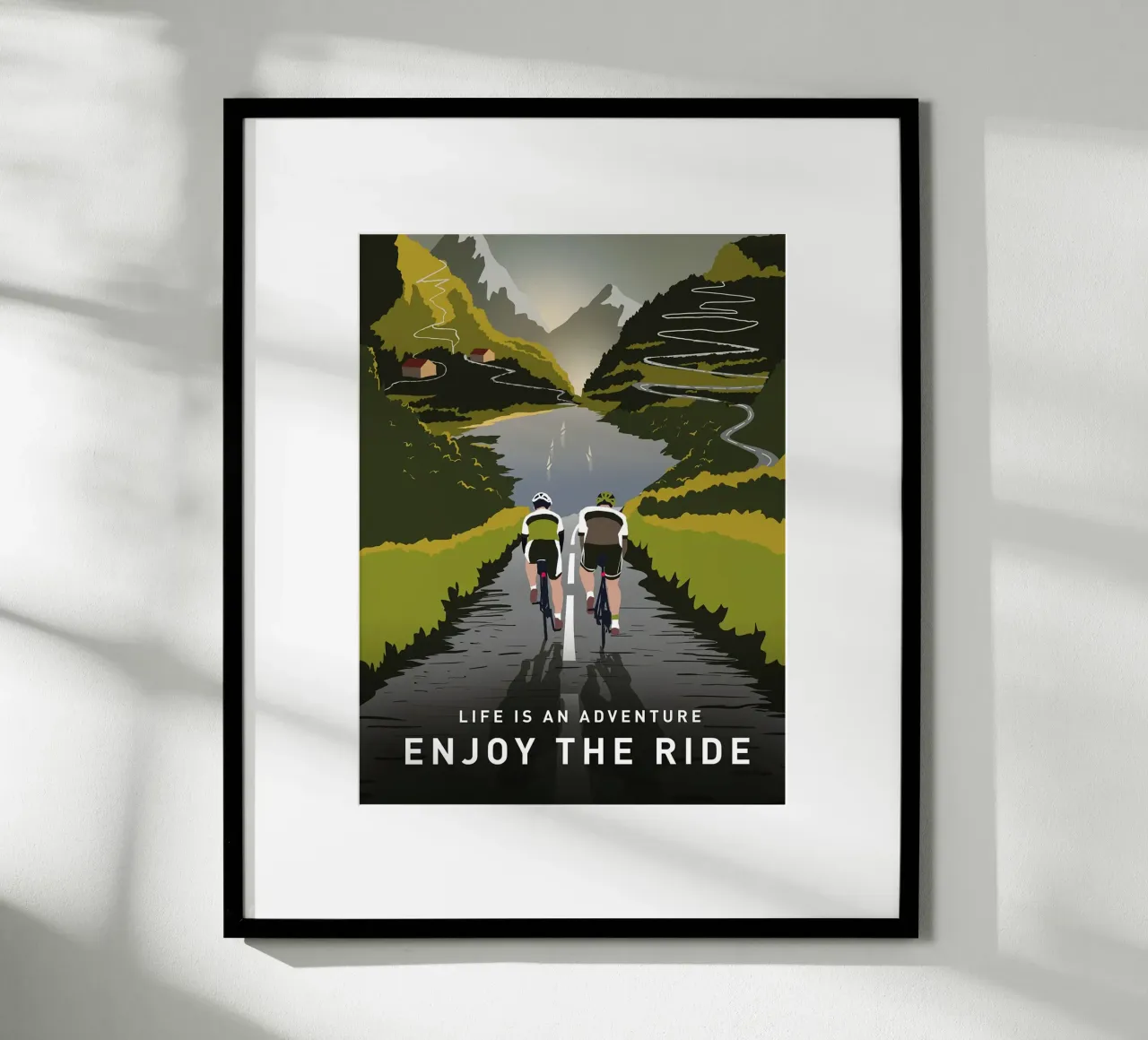 La vie est une aventure, profitez-en, affiche sur le cyclisme poster avec cadre en bois de Classicprint