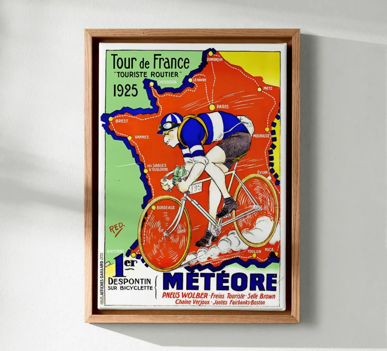 Stampa del Tour de France 1925 tela con Cornice a cassetta da Classicprint