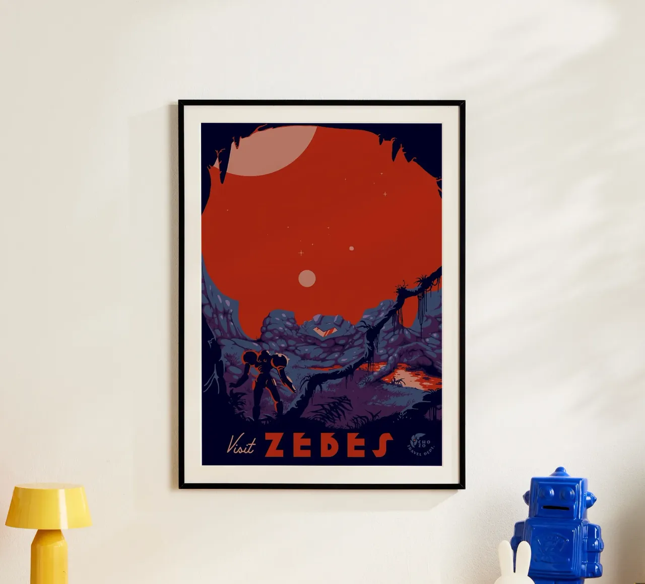 Visit Zebes poster with plastic frame by Trending Art Company