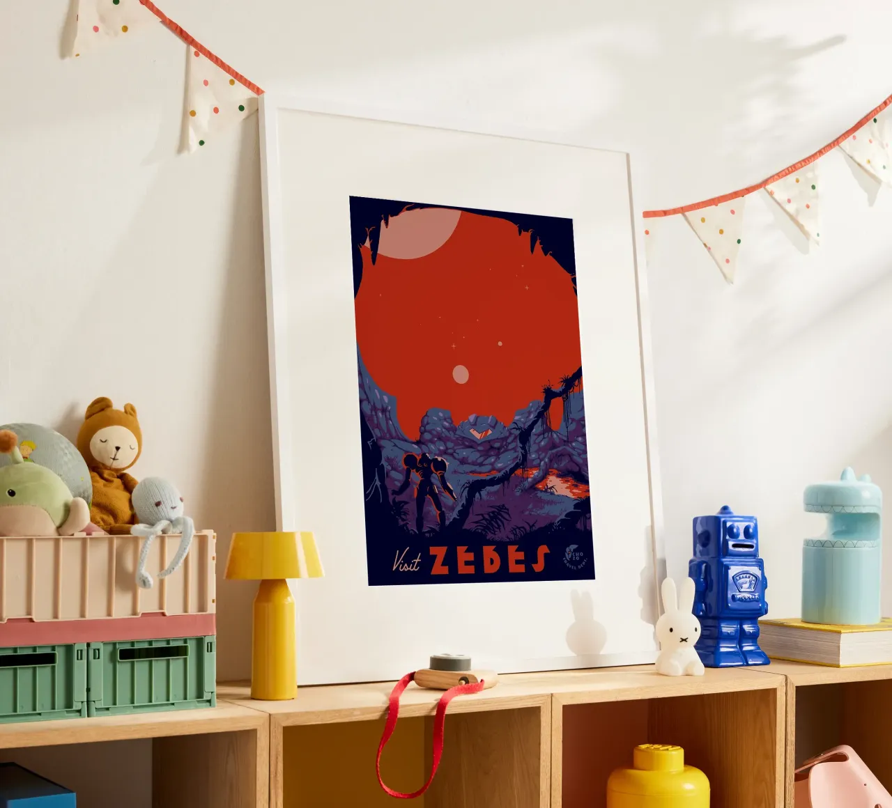 Visit Zebes poster with plastic frame by Trending Art Company