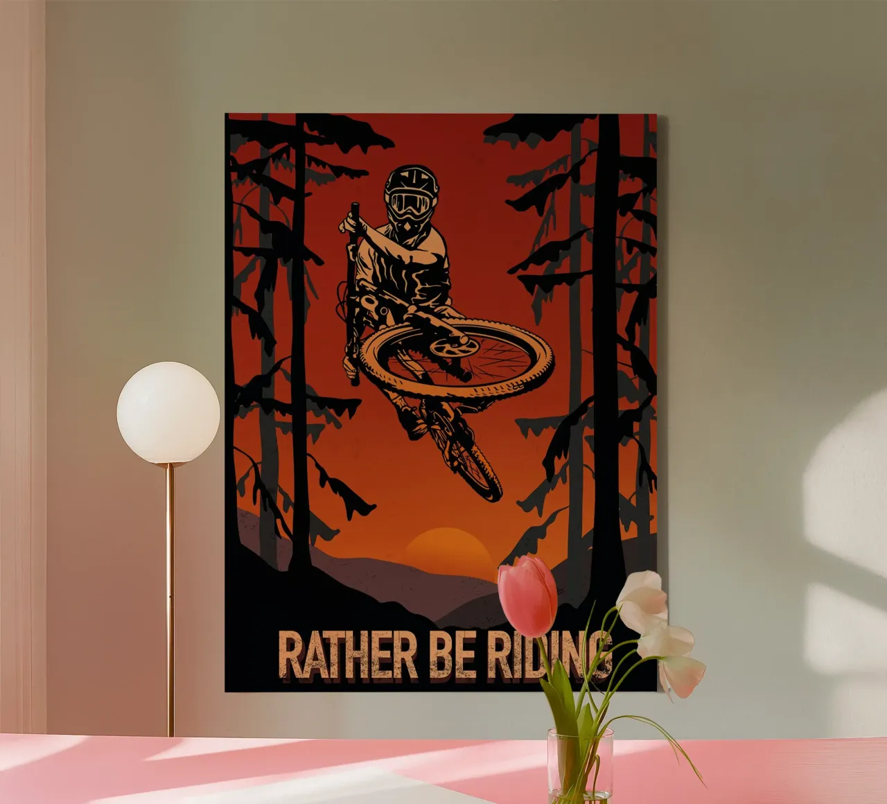 Rather Be Riding Poster, Cycling Poster canvas with Floater frame by Classicprint