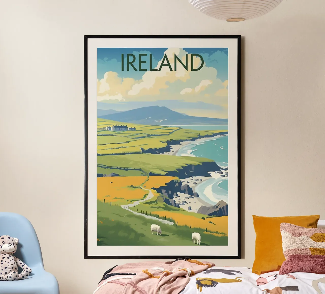 Ireland poster with wooden frame by Trending Art Company