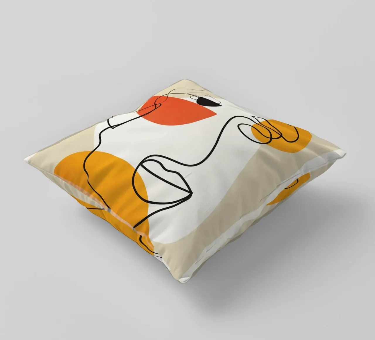 Abstract Face Line Design 03 cuscino da cityart