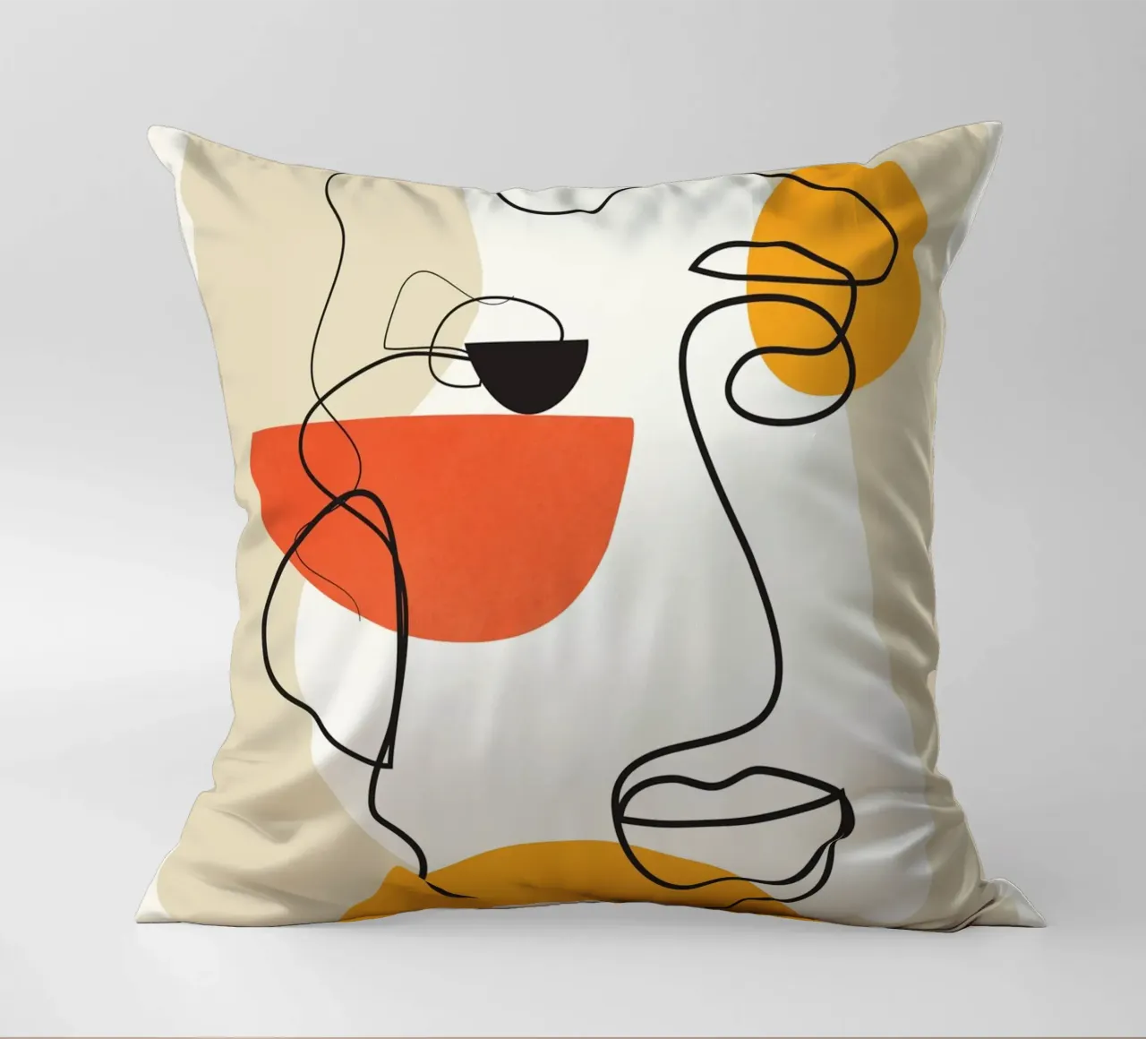Abstract Face Line Design 03 cuscino da cityart