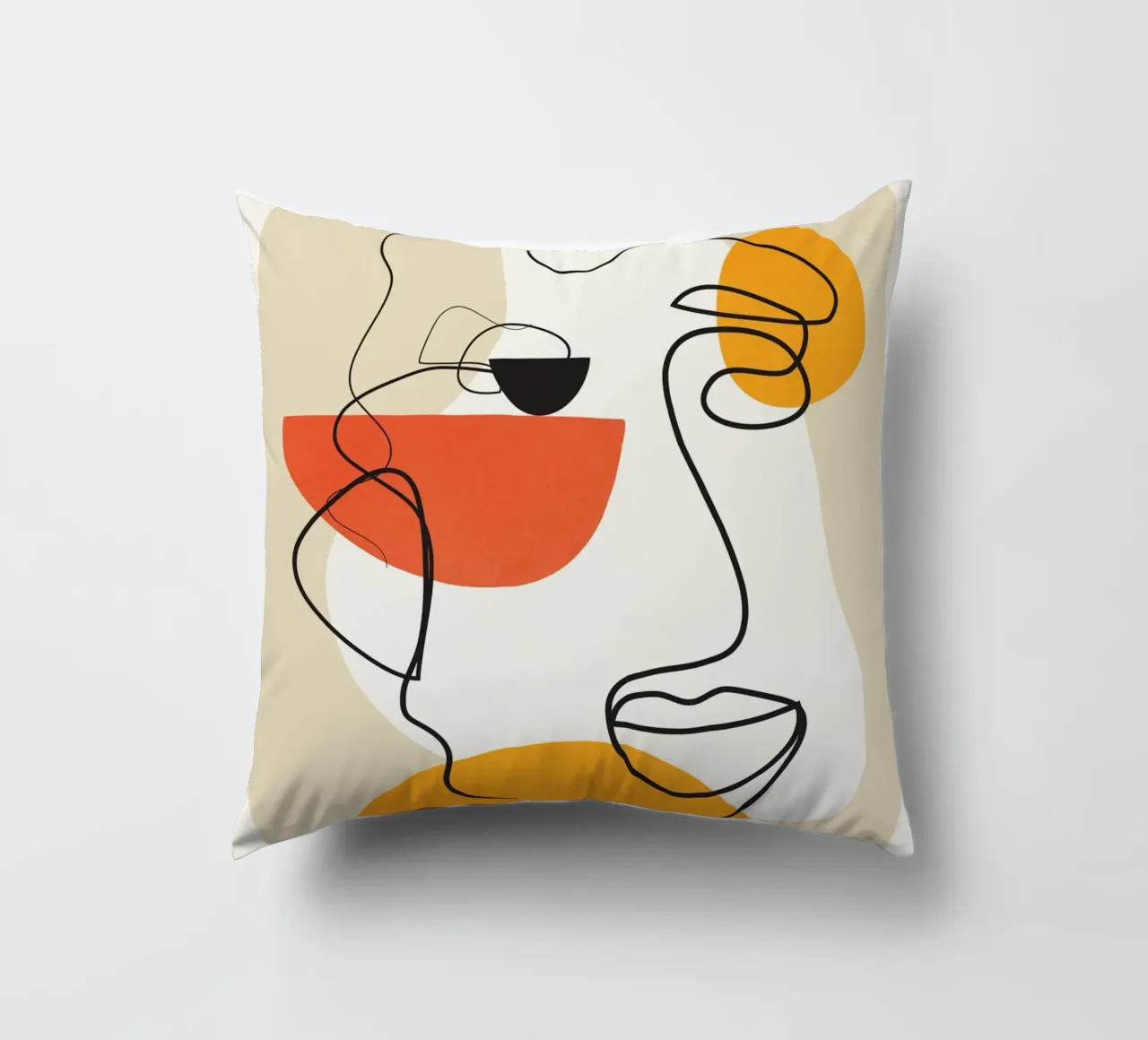 Abstract Face Line Design 03 cuscino da cityart