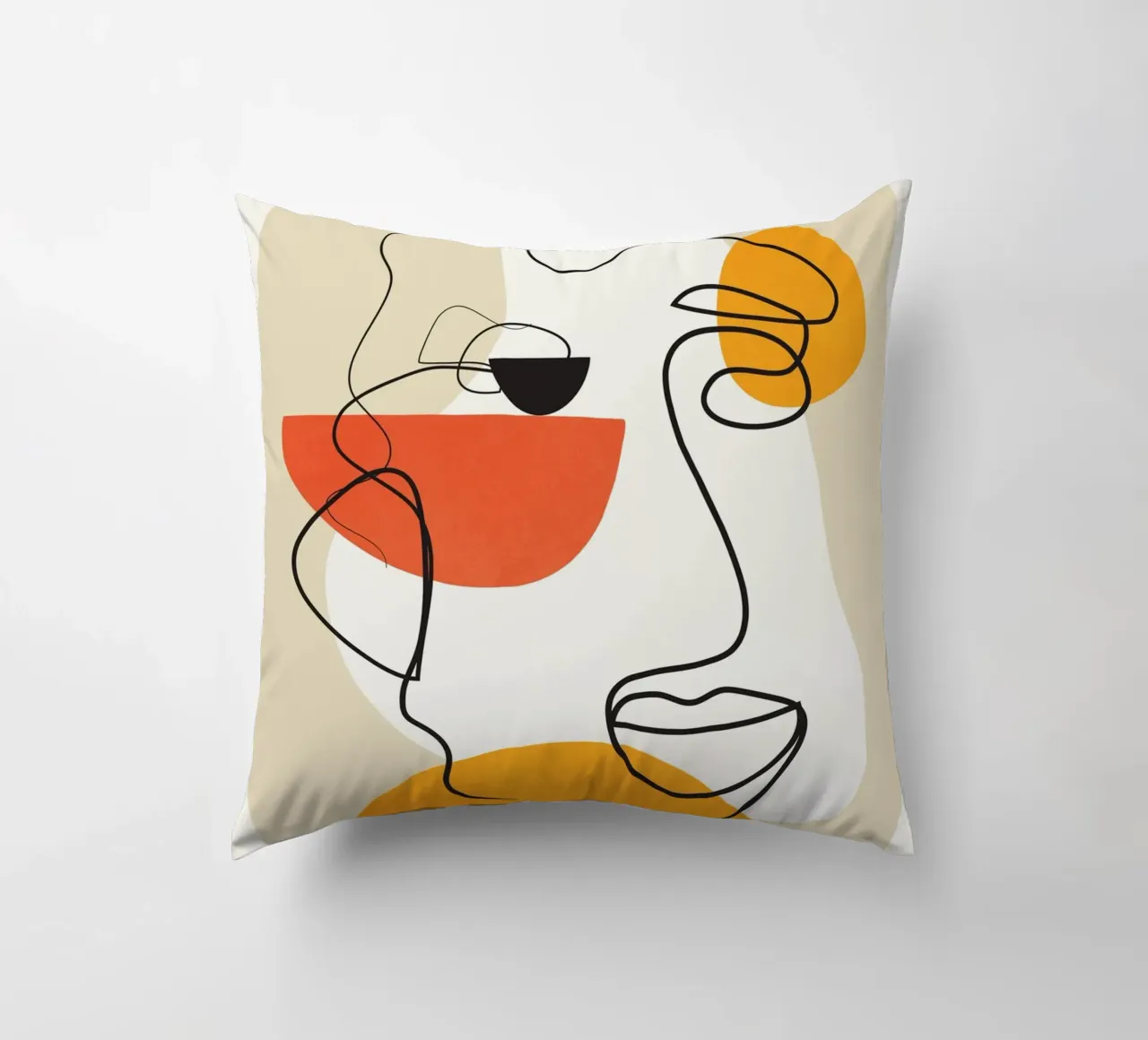 Abstract Face Line Design 03 cuscino da cityart