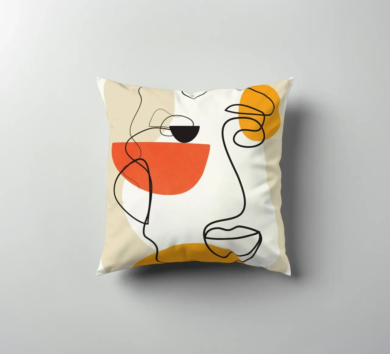 Abstract Face Line Design 03 cuscino da cityart