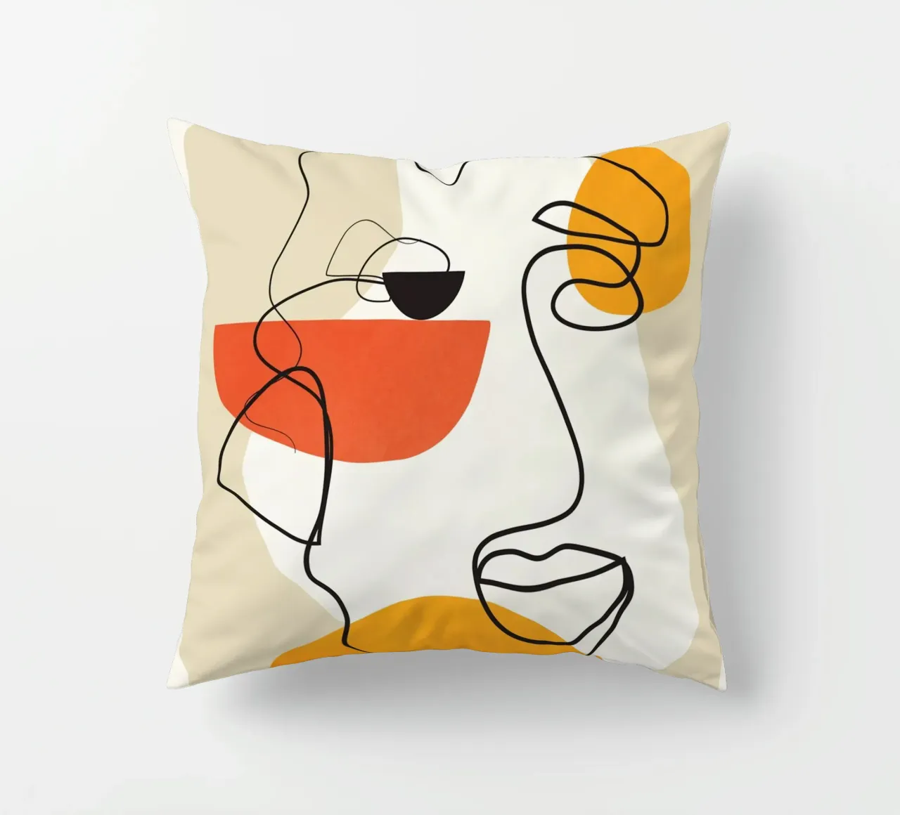 Abstract Face Line Design 03 cuscino da cityart