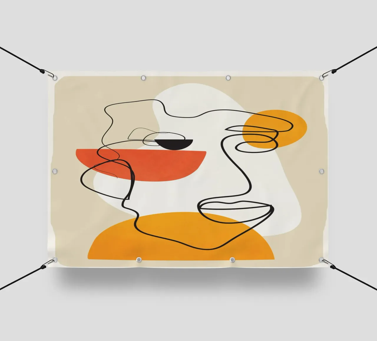 Abstract Face Line Design 03 telo in pvc da cityart