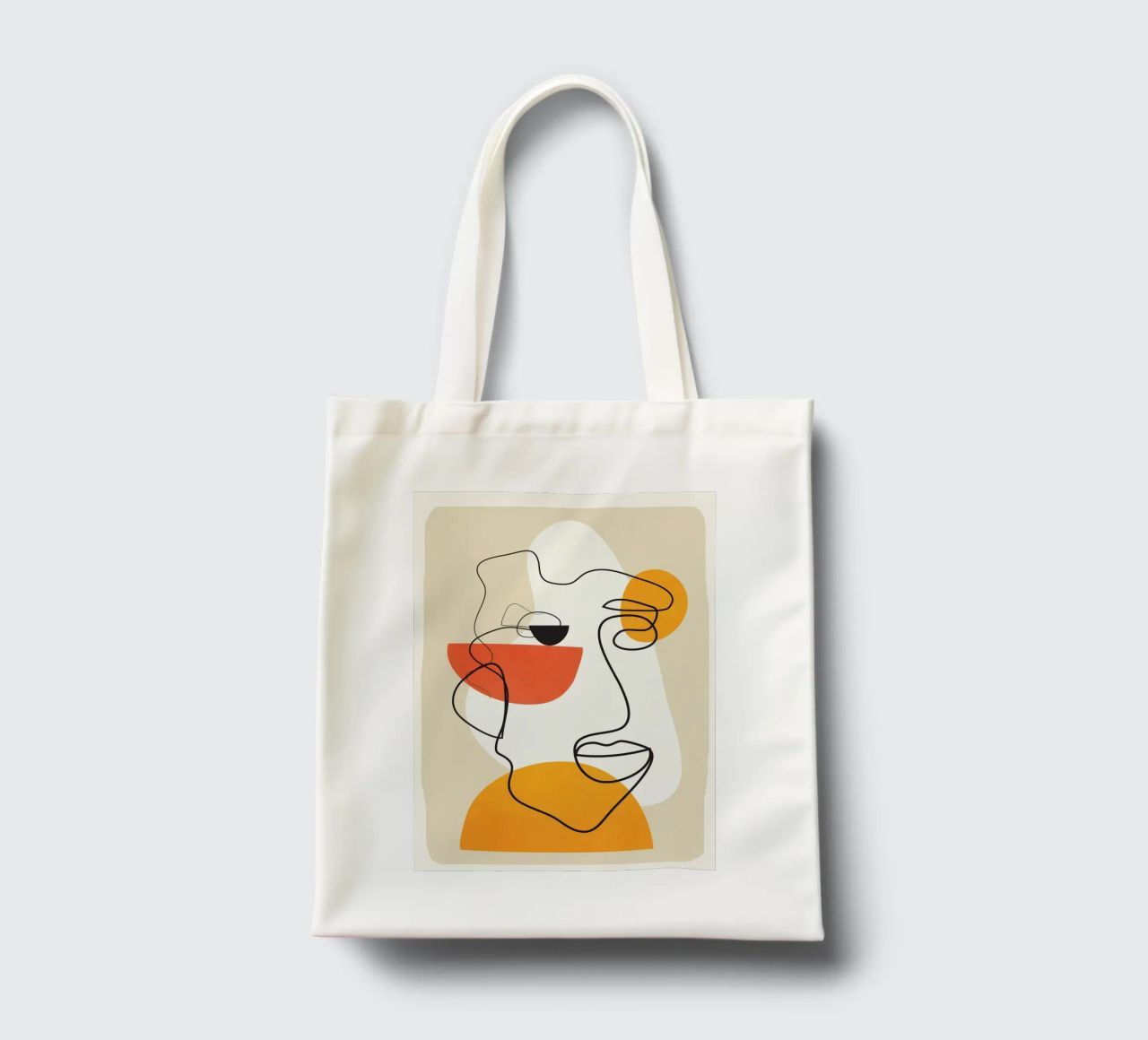 Abstract Face Line Design 03 borsa in juta da cityart