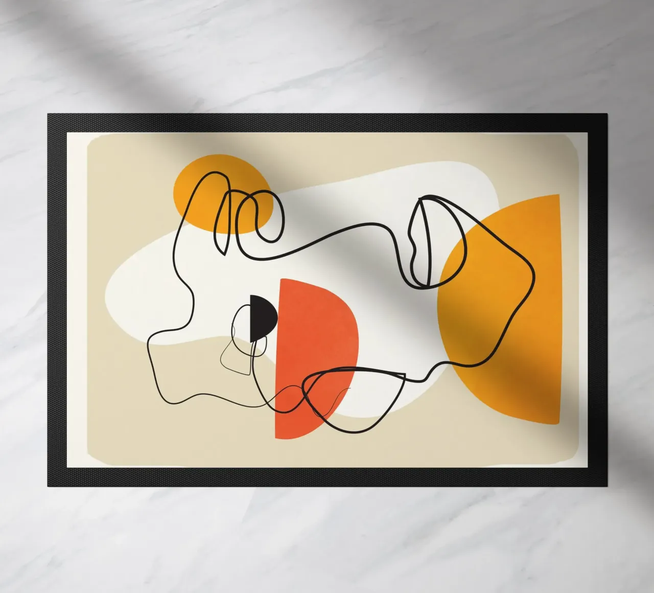 Abstract Face Line Design 03 doormat by cityart